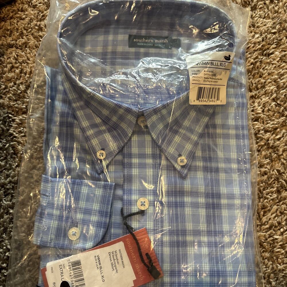 Southern Marsh Winston Windowpane Dress Shirt Men’s XL NWT
